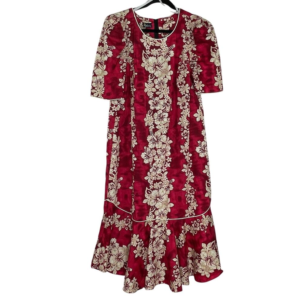 Royal Creations Hawaiian MuuMuu pink white floral dress women's size XL